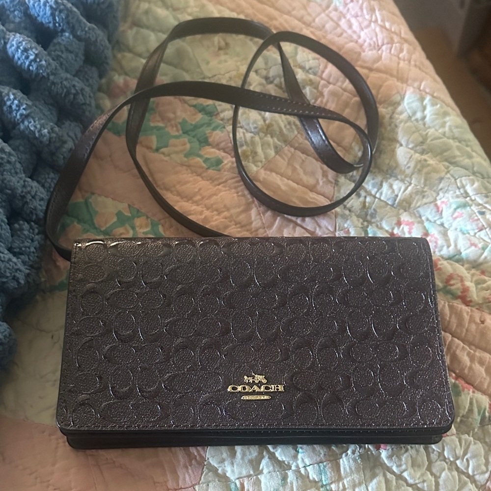 Coach Dark Brown Signature Crossbody Bag